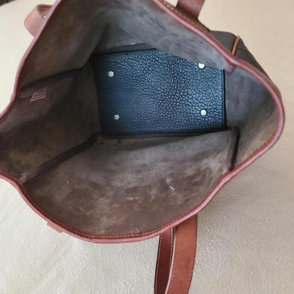 Vintage Dooney & Bourke AWL Leather Tote Brown w Buckle Closure Made In USA - Picture 7 of 16